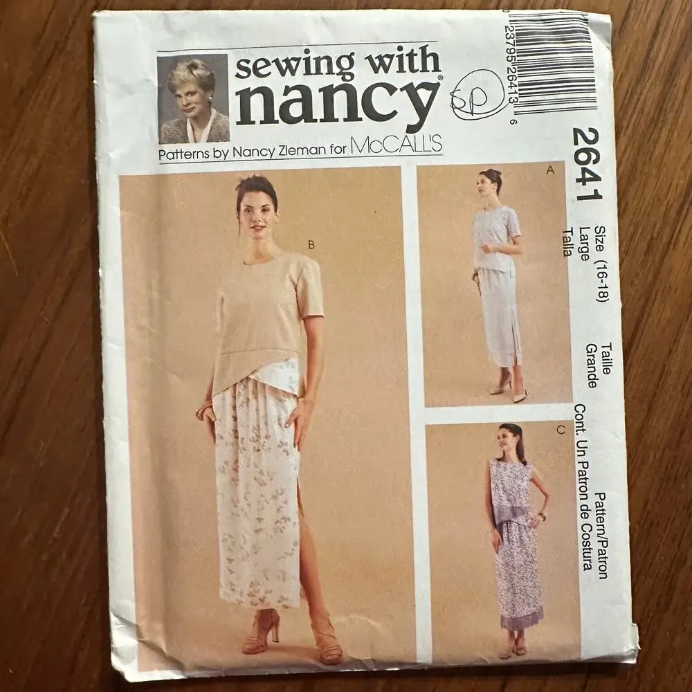 Sewing with Nancy Pattern 2641 Size 16-18 Dress 2-Piece